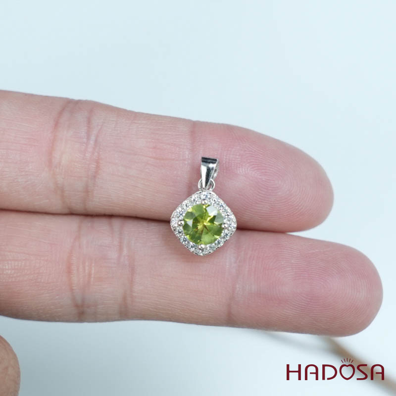 Mặt dây đá Peridot 6mm bạc 925