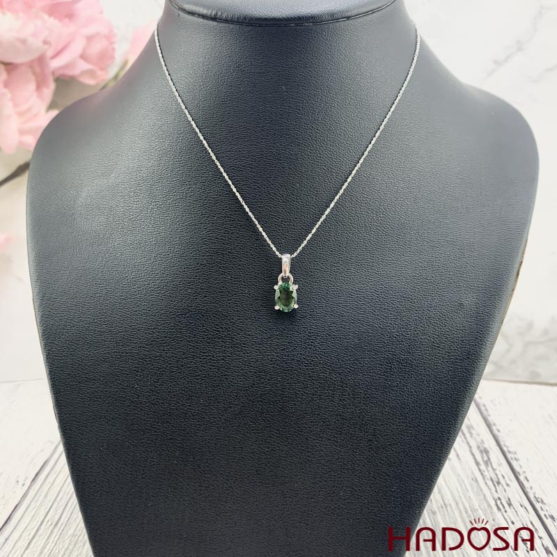 Mặt dây đá Tourmaline xanh bạc 925 cao cấp