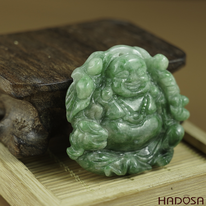 Mặt Di Lặc Cẩm Thạch xanh lí 43x44x10mm