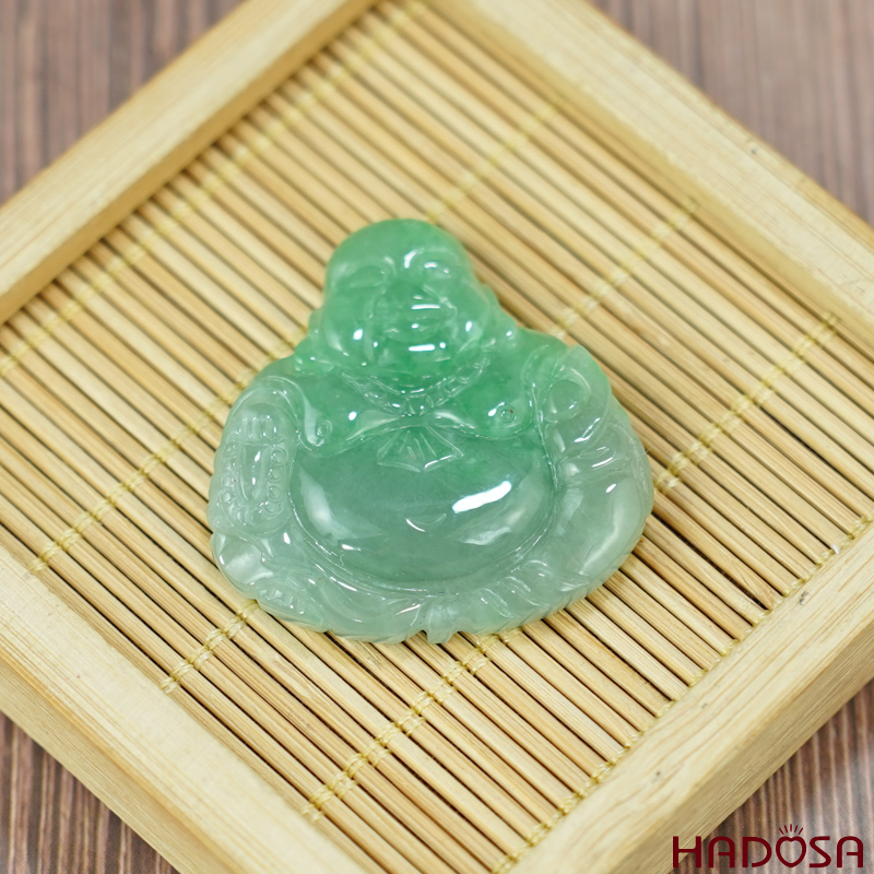 Mặt Di Lặc Cẩm Thạch xanh ngọc 36x35x7mm