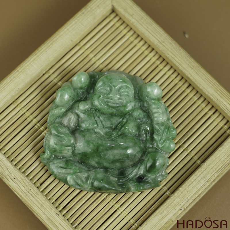 Mặt Di Lặc Cẩm Thạch xanh lí 43x44x10mm