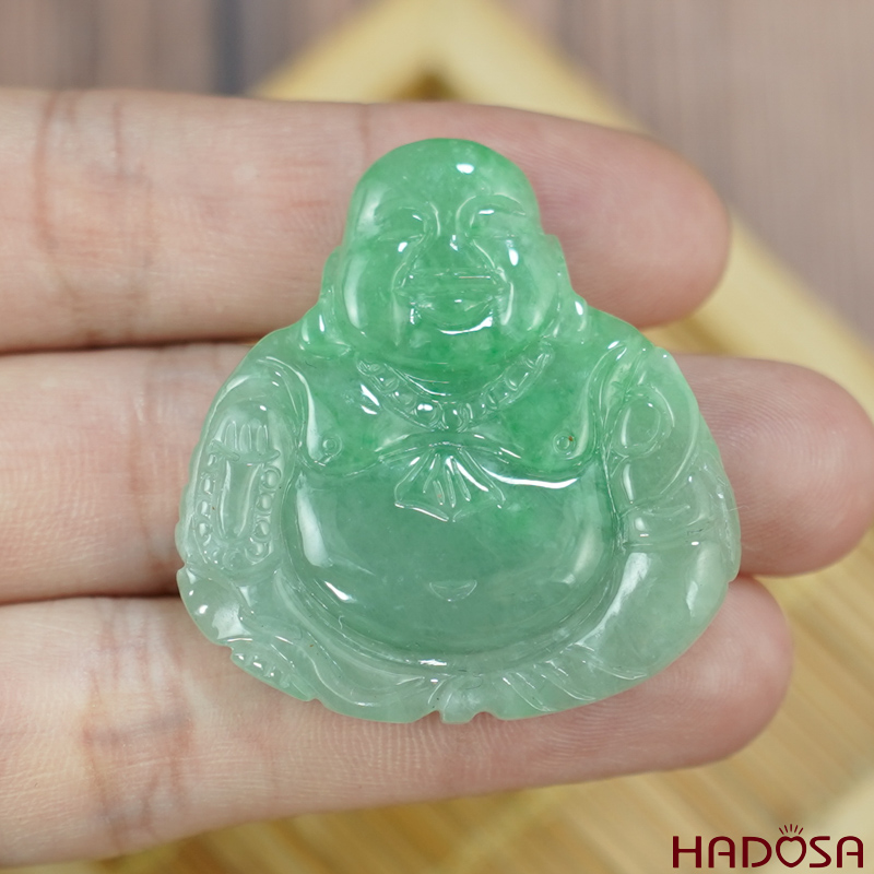 Mặt Di Lặc Cẩm Thạch xanh ngọc 36x35x7mm