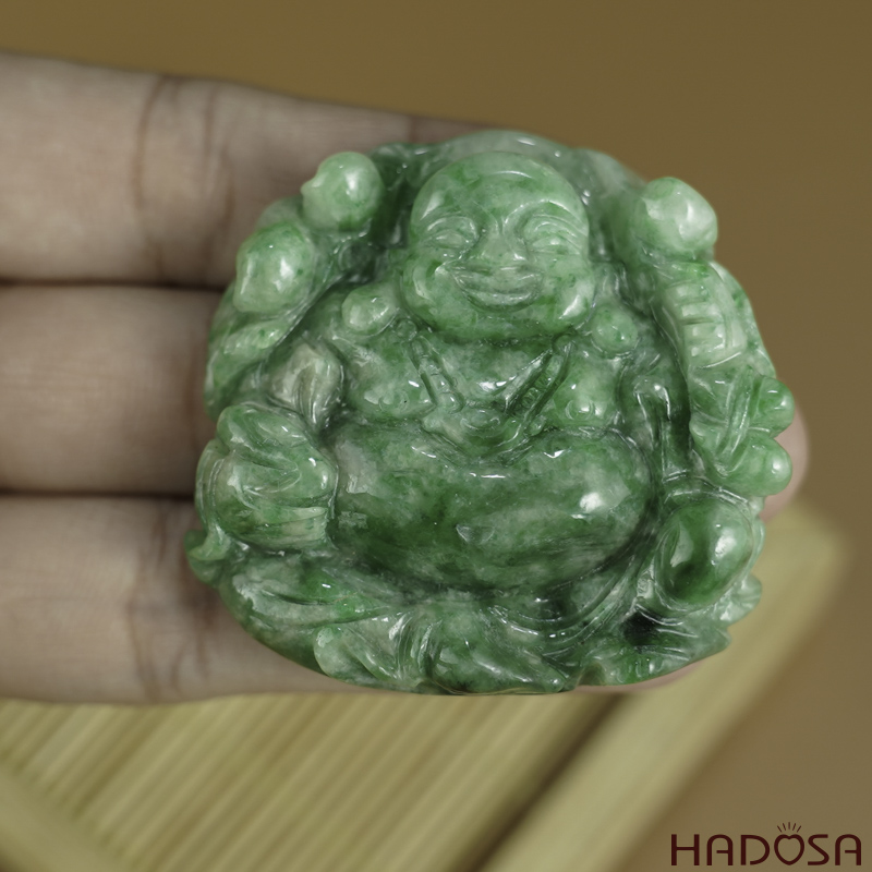 Mặt Di Lặc Cẩm Thạch xanh lí 43x44x10mm