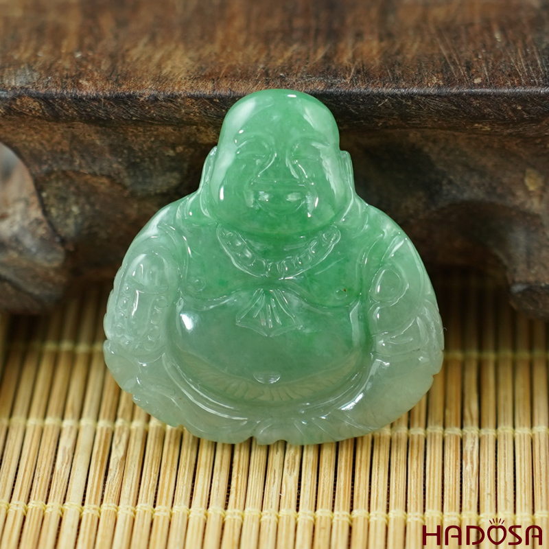 Mặt Di Lặc Cẩm Thạch xanh ngọc 36x35x7mm