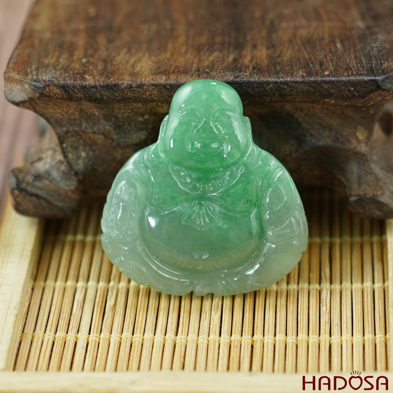 Mặt Di Lặc Cẩm Thạch xanh ngọc 36x35x7mm