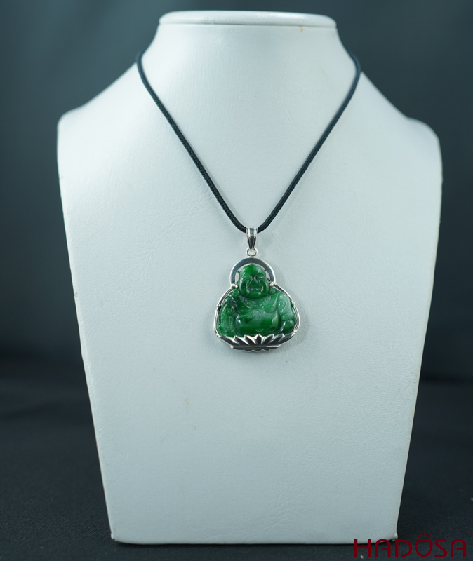 Mặt Di Lặc Cẩm Thạch xanh lý 30x31x6mm