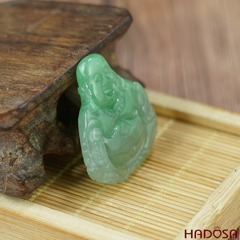 Mặt Di Lặc Cẩm Thạch xanh ngọc 36x35x7mm