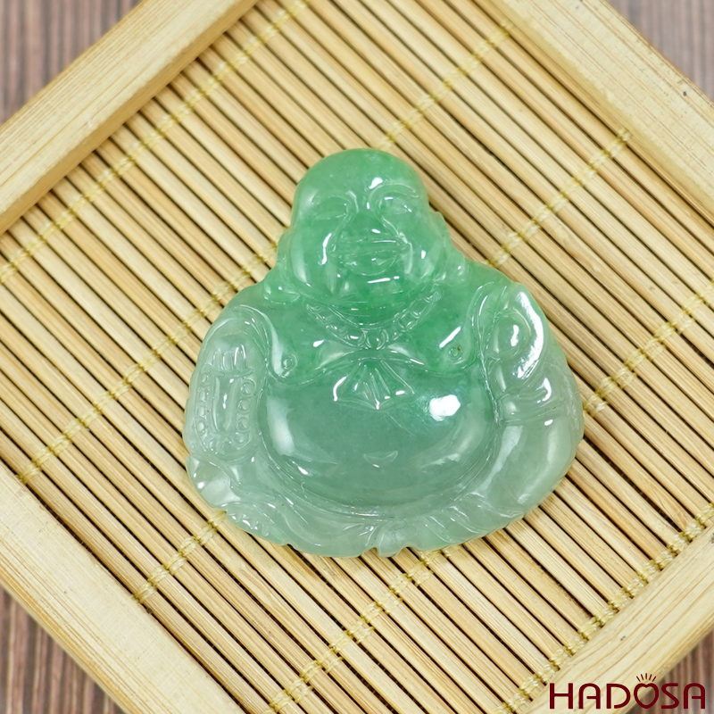 Mặt Di Lặc Cẩm Thạch xanh ngọc 36x35x7mm HADOSA