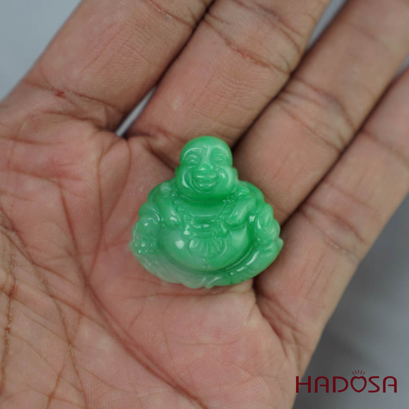 Mặt Di Lặc Cẩm Thạch xanh táo 29mm
