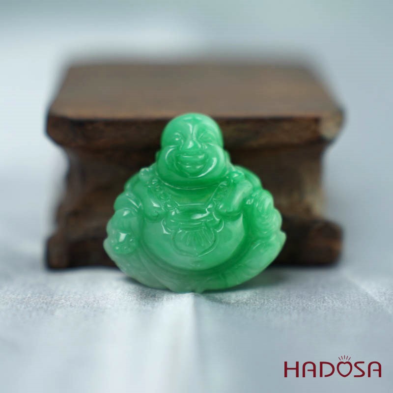 Mặt Di Lặc Cẩm Thạch xanh táo 29mm