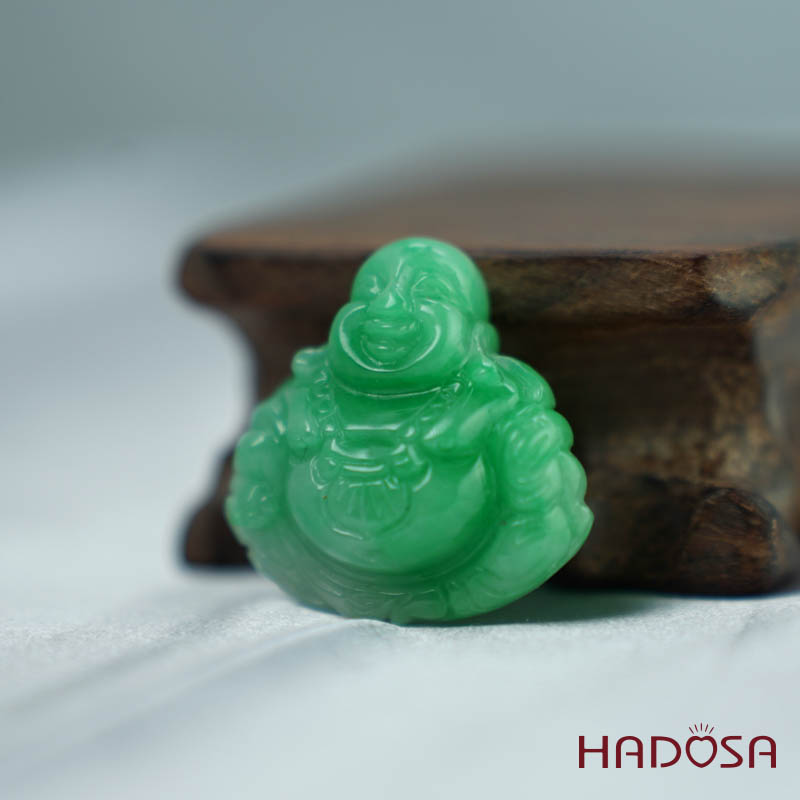 Mặt Di Lặc Cẩm Thạch xanh táo 29mm