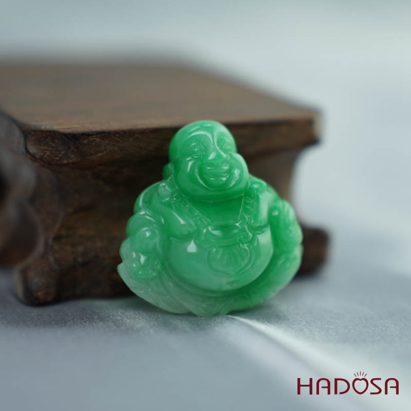 Mặt Di Lặc Cẩm Thạch xanh táo 29mm