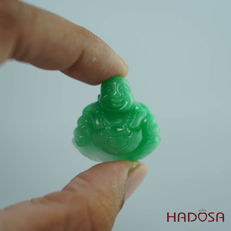 Mặt Di Lặc Cẩm Thạch xanh táo 29mm