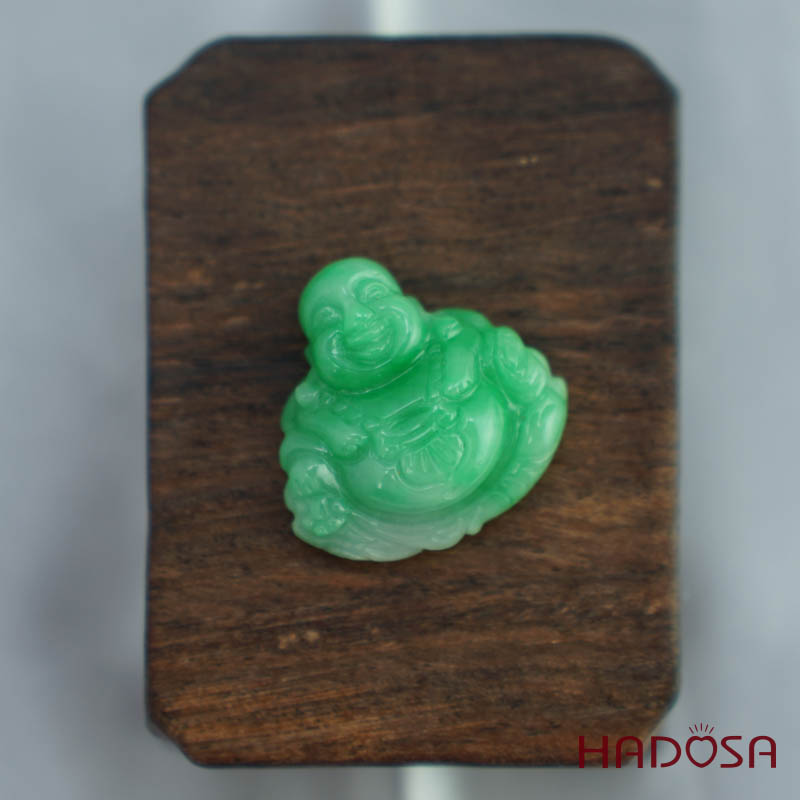 Mặt Di Lặc Cẩm Thạch xanh táo 29mm