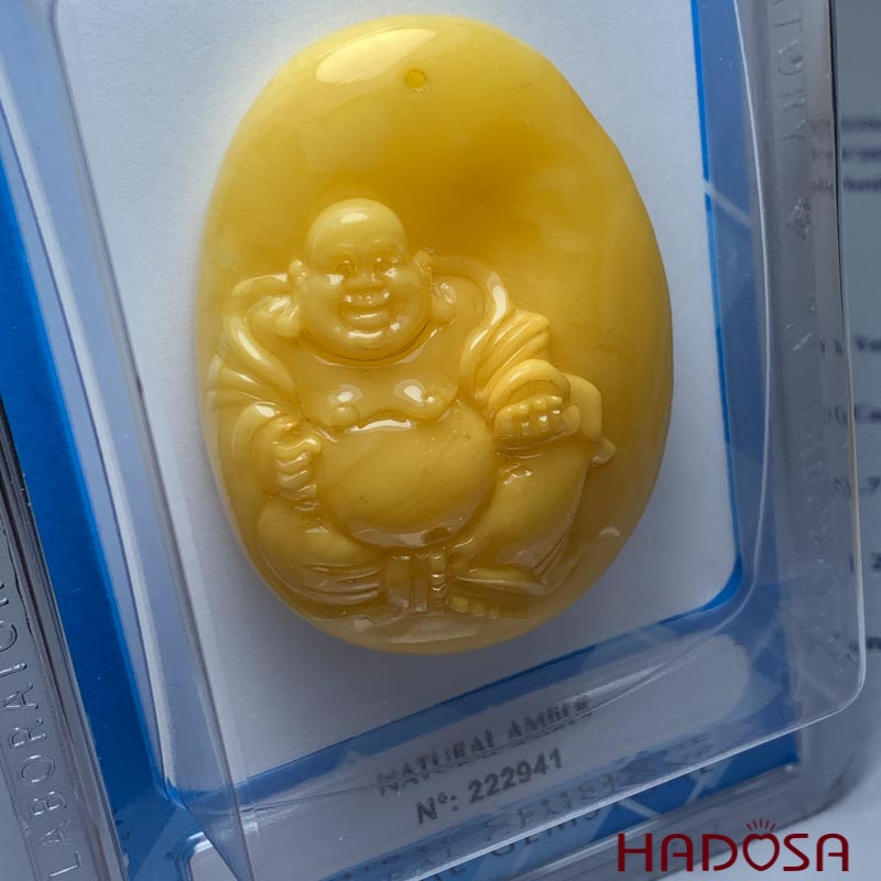 Mặt Phật Di Lặc Hổ phách mật lạp