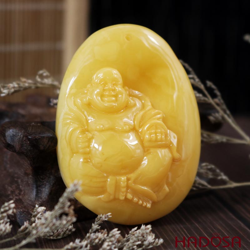 Mặt Phật Di Lặc Hổ phách mật lạp