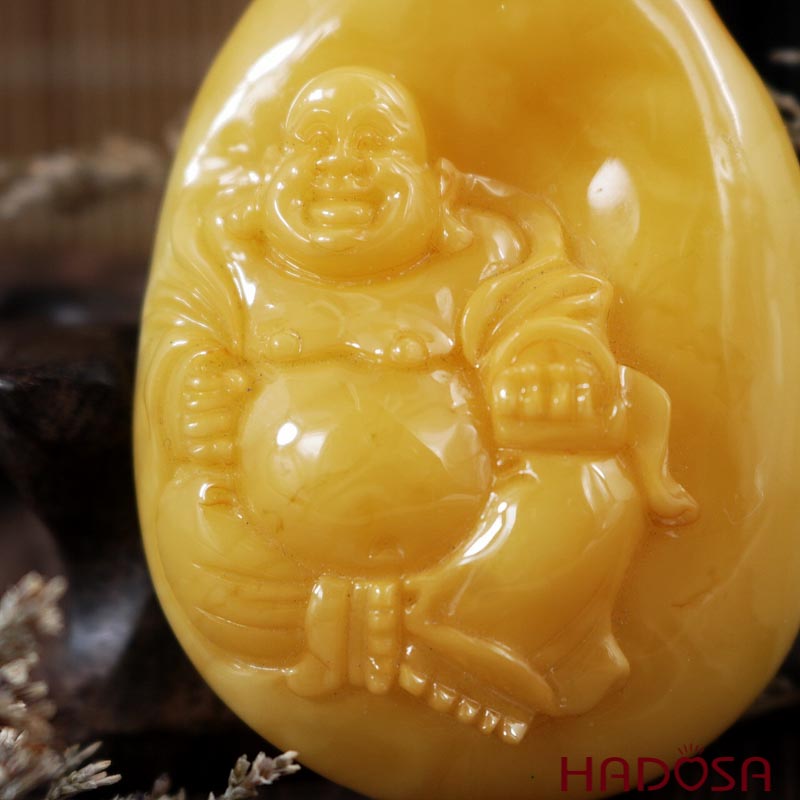 Mặt Phật Di Lặc Hổ phách mật lạp