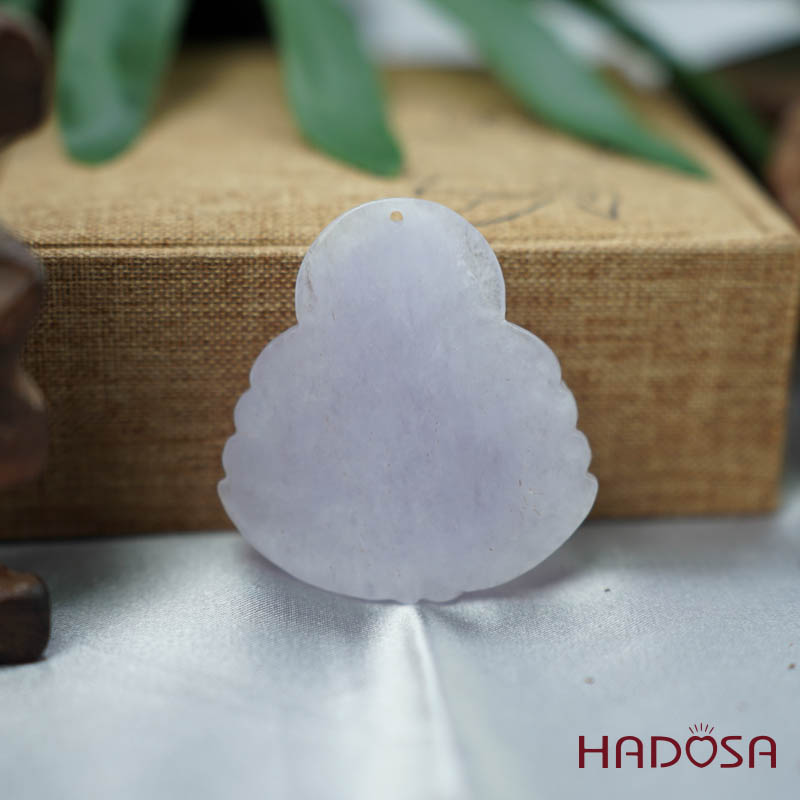 Mặt Di Lặc Ngọc Cẩm Thạch trắng môn 47x44x9mm