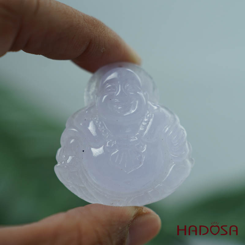 Mặt Di Lặc Ngọc Cẩm Thạch trắng môn 47x44x9mm