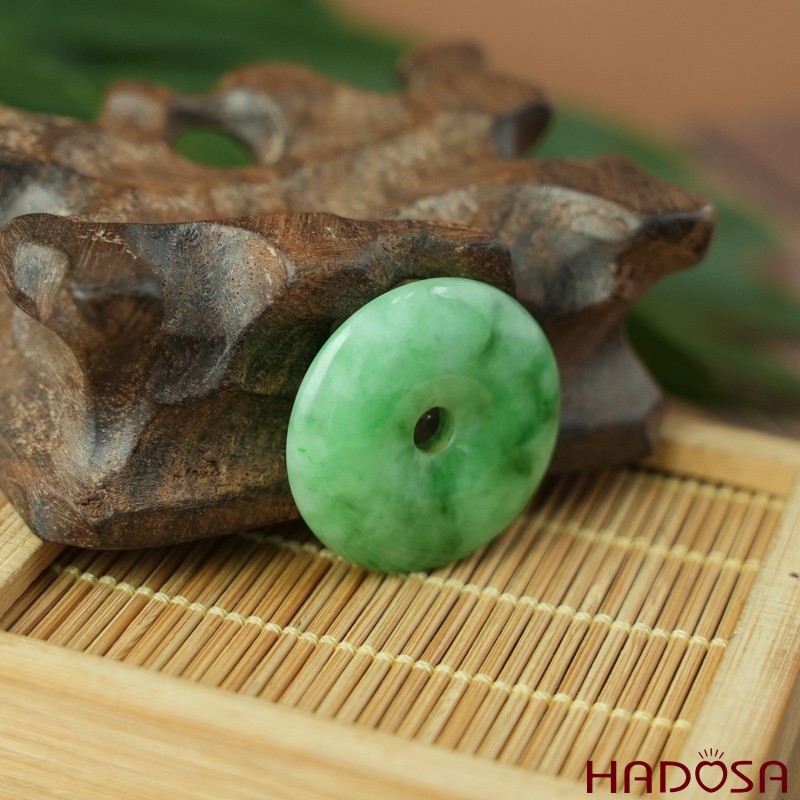 Mặt đồng điếu Cẩm Thạch xanh tươi vân bông 28mm