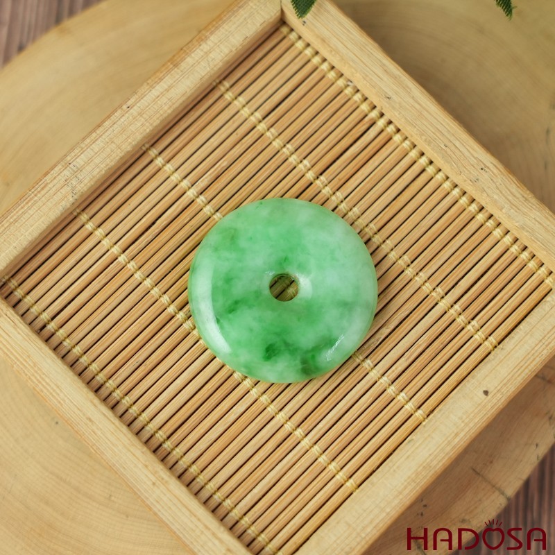 Mặt đồng điếu Cẩm Thạch xanh tươi vân bông 28mm