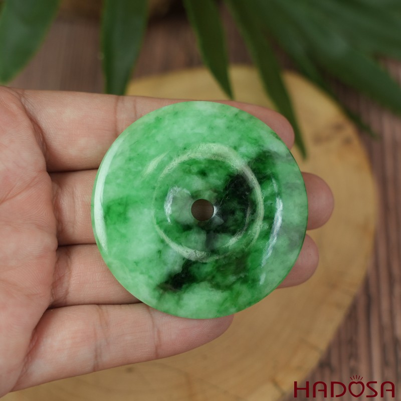 Mặt đồng điếu Cẩm Thạch xanh vân bông 51mm