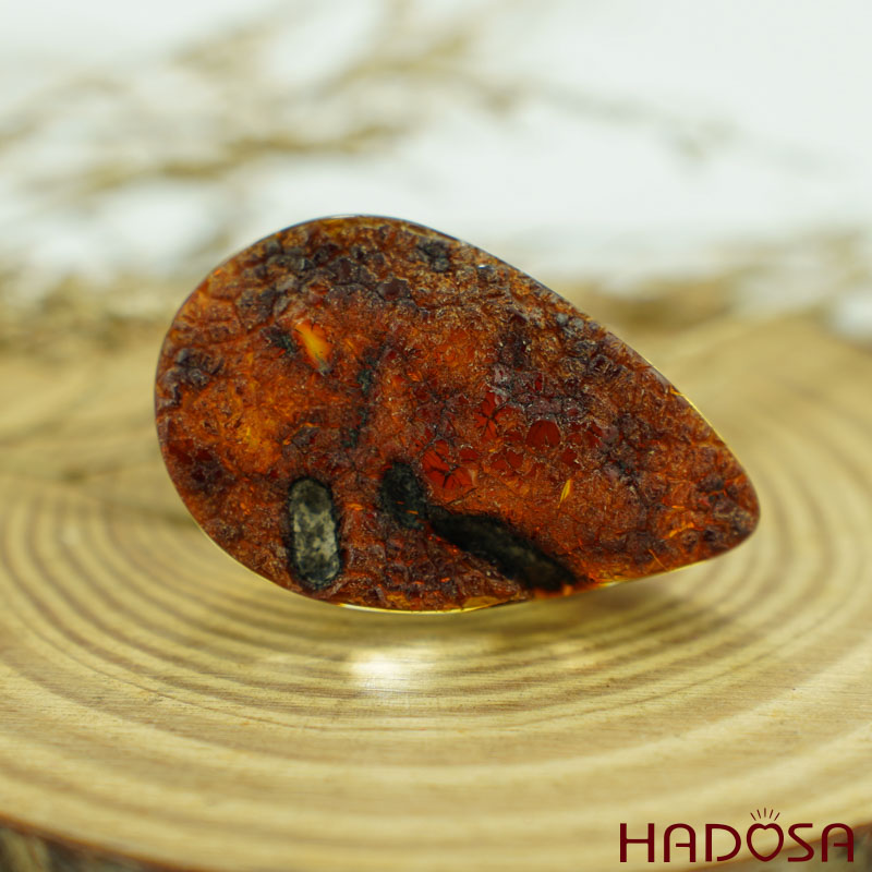 Mặt giọt nước Hổ Phách vàng 27x44mm