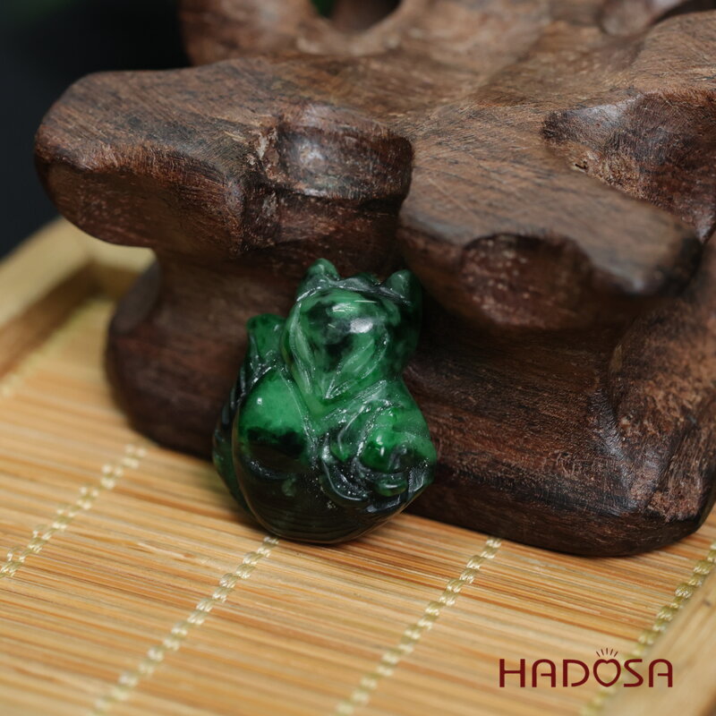 Mặt Hồ Ly Cẩm Thạch Xanh Ngọc 20x18mm