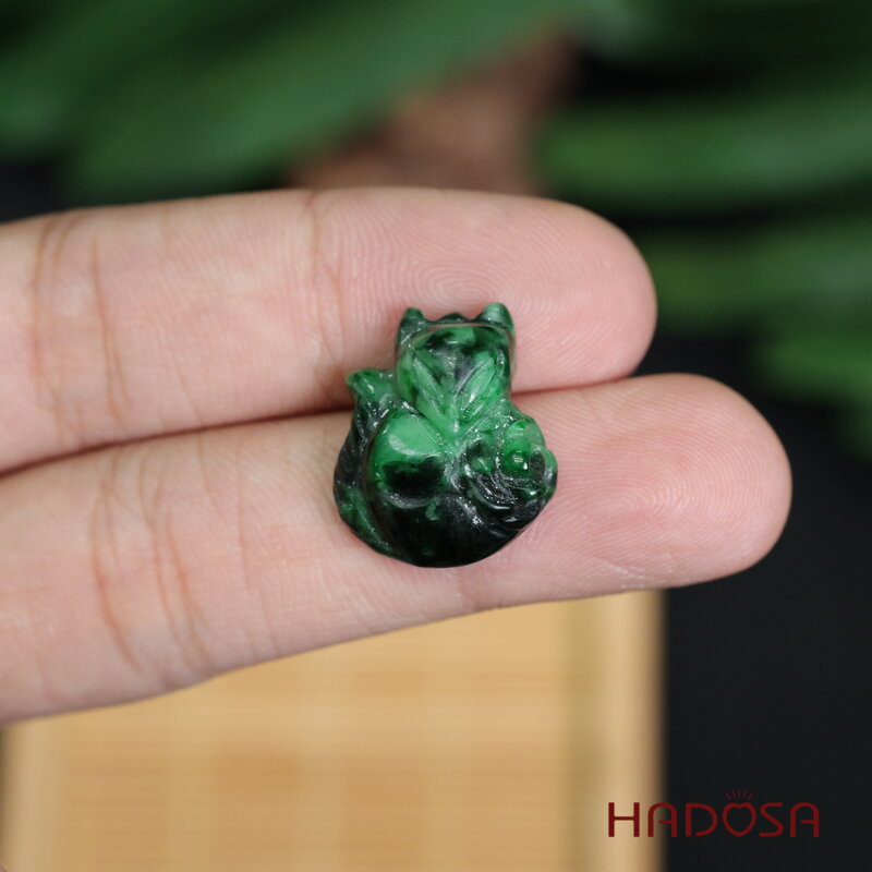 Mặt Hồ Ly Cẩm Thạch Xanh Ngọc 20x18mm