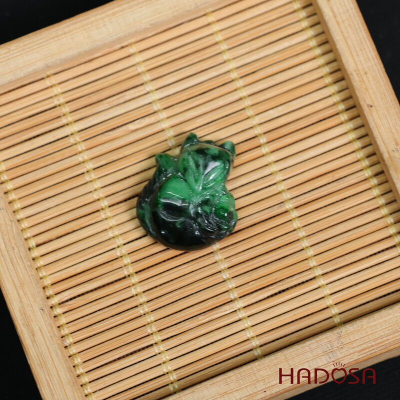 Mặt Hồ Ly Cẩm Thạch Xanh Ngọc 20x18mm