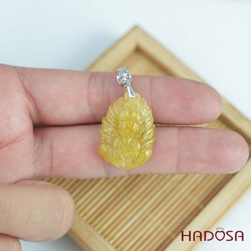 Mặt Hồ Ly Chúa Thạch anh tóc vàng khoen bạc 925
