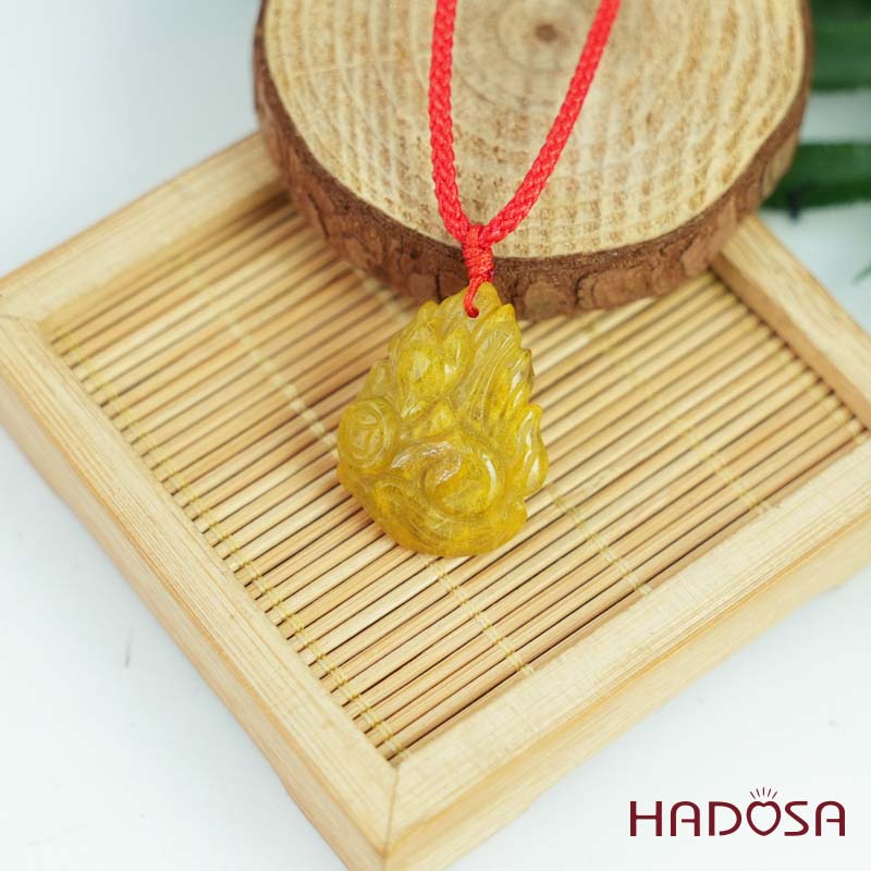 Mặt Hồ Ly chúa Thạch anh tóc vàng ôm đồng tiền