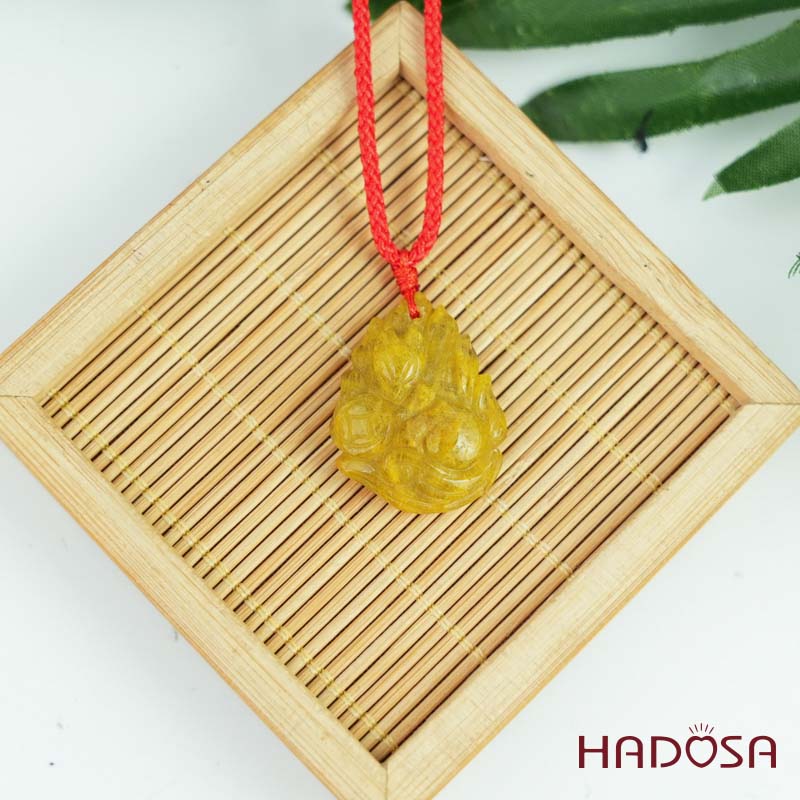 Mặt Hồ Ly chúa Thạch anh tóc vàng ôm đồng tiền