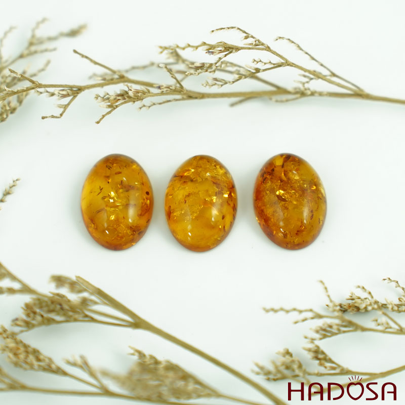 Mặt Hổ Phách Baltic oval 13*18mm