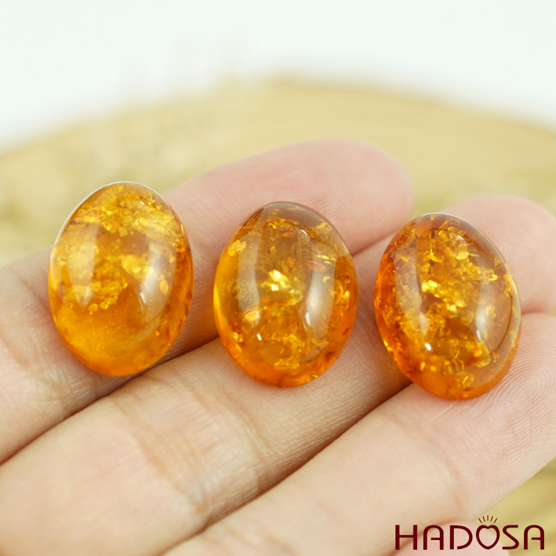 Mặt Hổ Phách Baltic oval 13*18mm