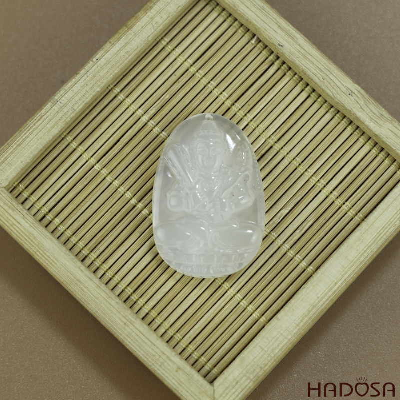 Mặt Hư Không Tạng (Sửu, Dần) đá mã não trắng 37mm