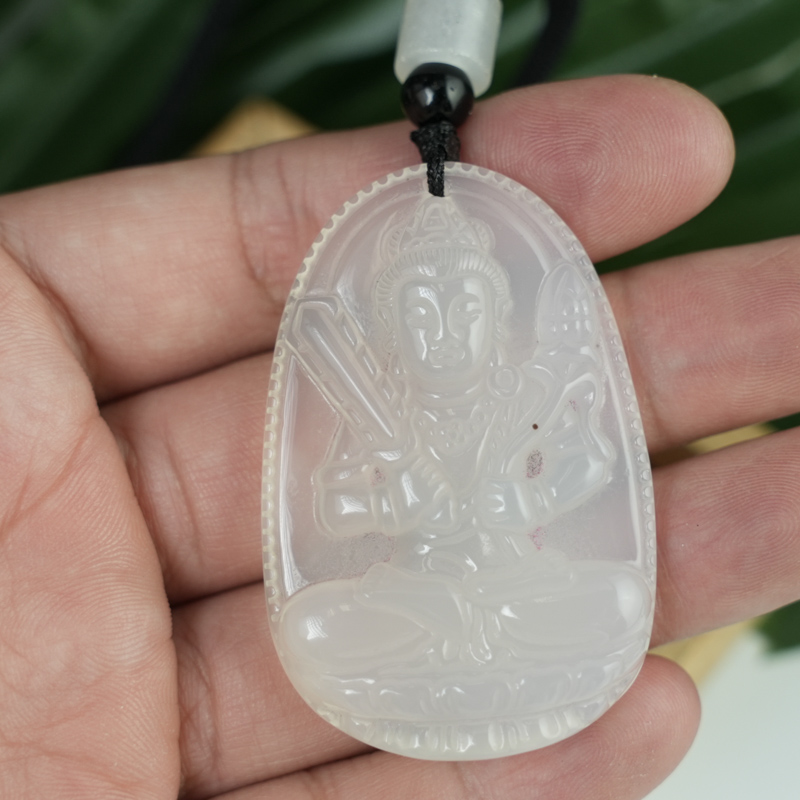 Mặt Hư Không Tạng (Sửu, Dần) đá mã não trắng 49mm