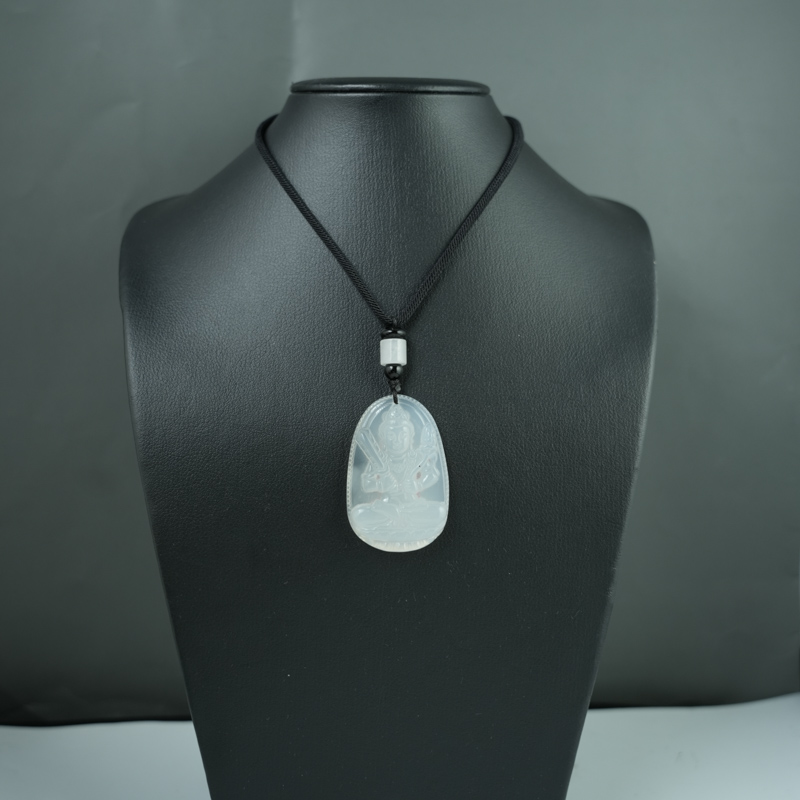 Mặt Hư Không Tạng (Sửu, Dần) đá mã não trắng 49mm