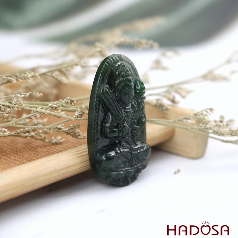 Mặt Ngọc Bích Hư Không Tạng Bồ Tát (Sửu, Dần) 37x25mm HADOSA