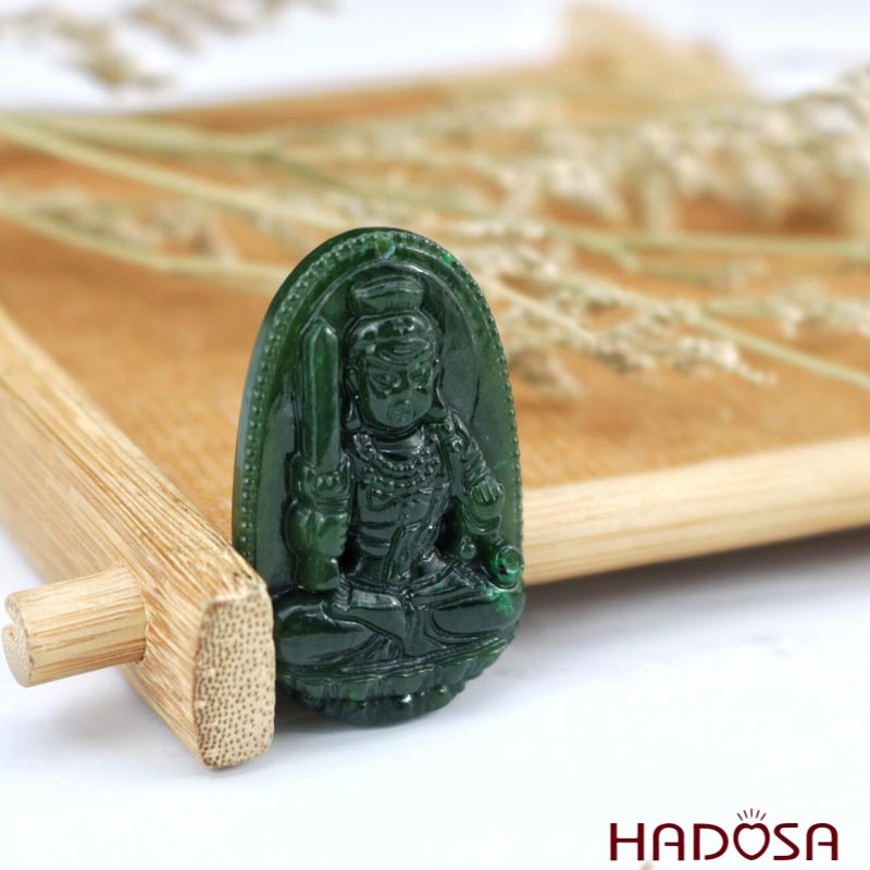 Mặt Ngọc Bích Phật Bất Động Minh Vương (Dậu) 48x30mm