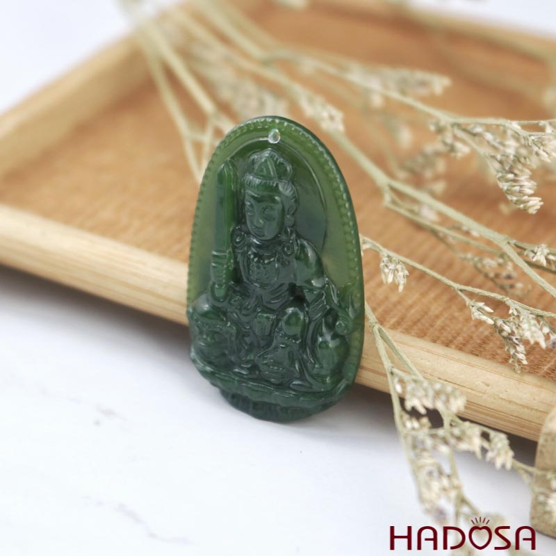 Mặt Ngọc Bích Vân Thù Bồ Tát (Mão) 37x25mm