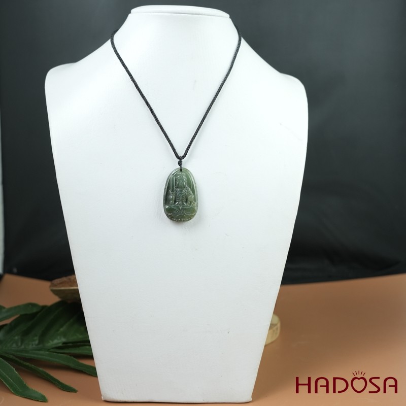 Mặt Phật bản mệnh cẩm thạch A 35x22x8mm