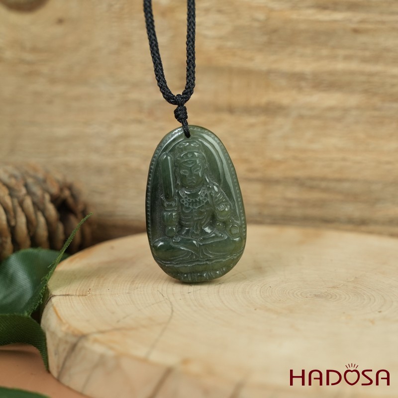 Mặt Phật bản mệnh cẩm thạch A 35x22x8mm