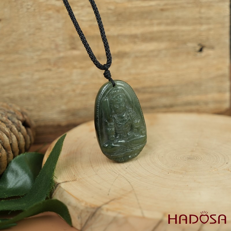 Mặt Phật bản mệnh cẩm thạch A 35x22x8mm