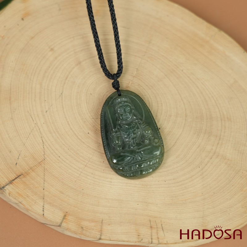 Mặt Phật bản mệnh cẩm thạch A 35x22x8mm