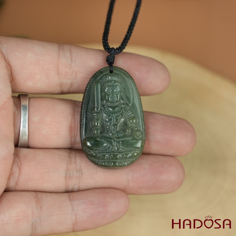 Mặt Phật bản mệnh cẩm thạch A 35x22x8mm