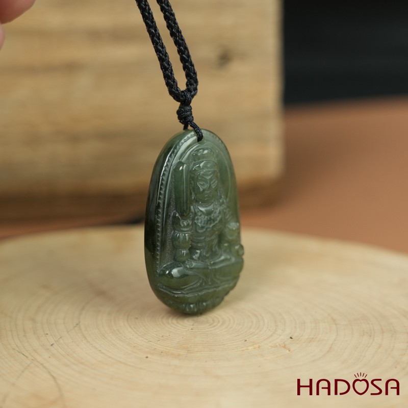 Mặt Phật bản mệnh cẩm thạch A 35x22x8mm