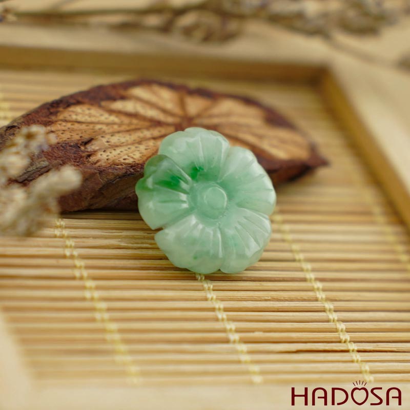 Mặt Cẩm Thạch hoa mai xanh lí 17mm