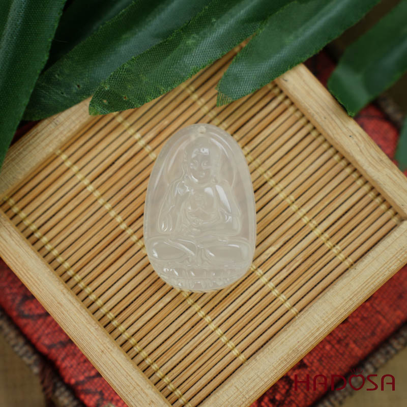 Mặt Phật bản mệnh Adida (Tuất, Hợi) mã não trắng  37mm