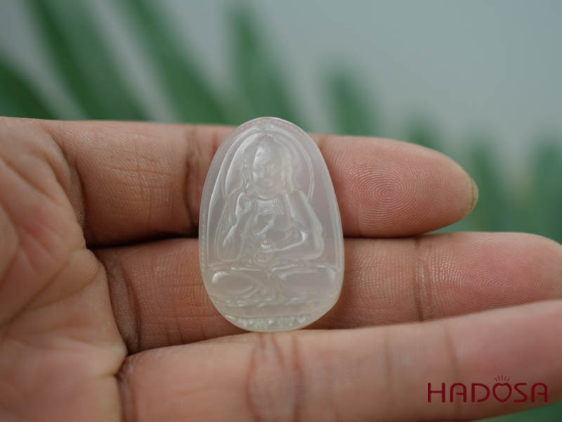 Mặt Phật bản mệnh Adida (Tuất, Hợi) mã não trắng  37mm